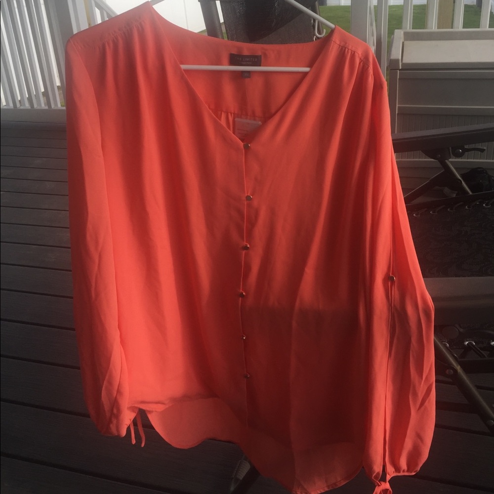 The Limited open sleeve V neck blouse Coral